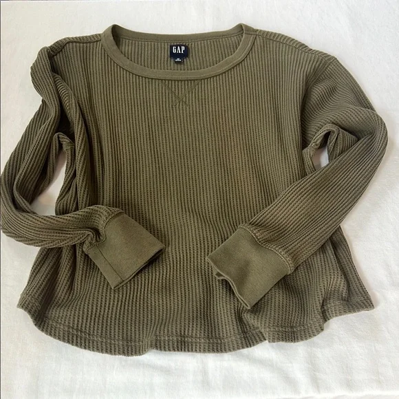 GAP Olive Waffle Knit Top - Picture 1 of 5